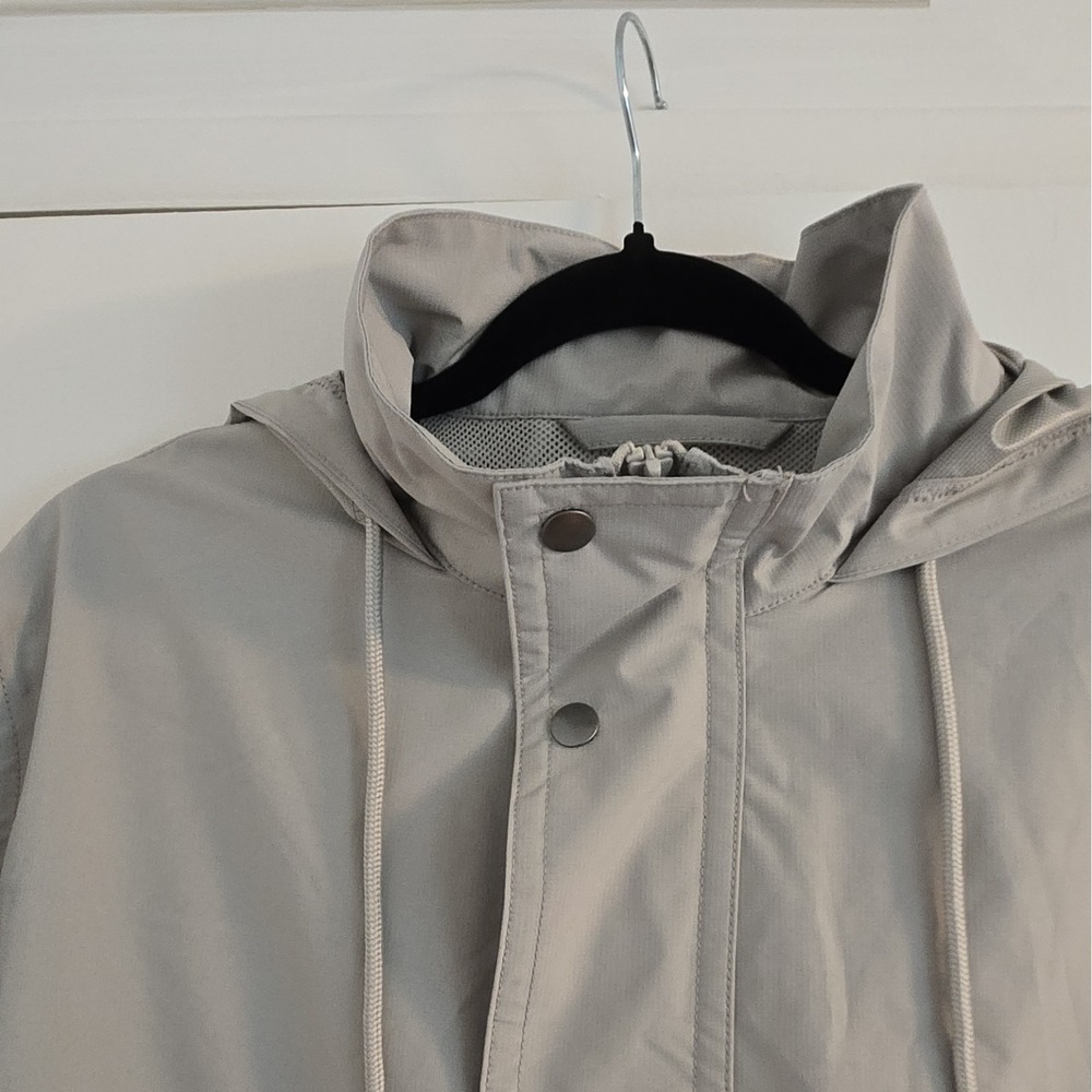 NWT Mens Goodfellow & Co Large Tall Grey Hooded Rain/Wind Zip/Button Up Jacket. - Picture 2 of 12